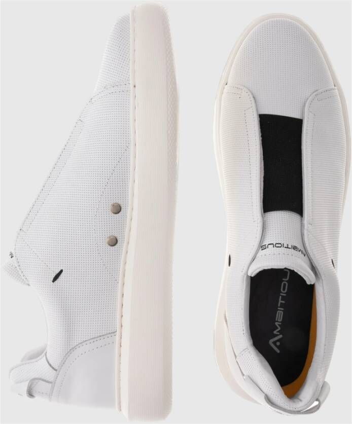 Ambitious Minimalistische Leren Instap Sneaker White Heren