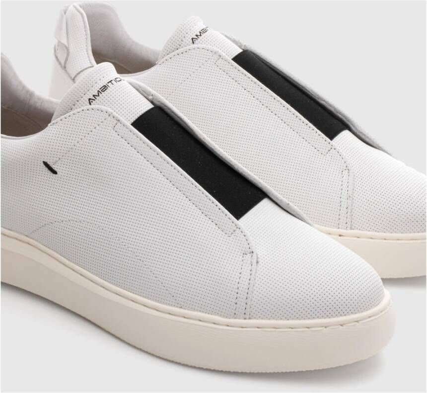 Ambitious Minimalistische Leren Instap Sneaker White Heren