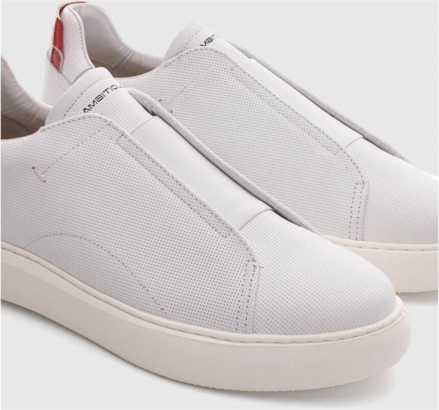 Ambitious Minimalistische Leren Instapper Sneaker White Heren