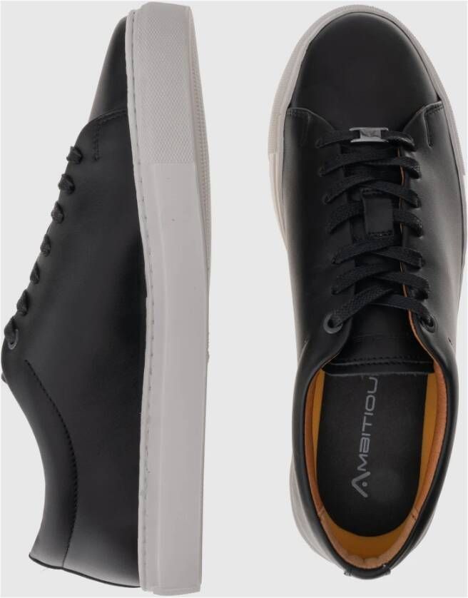 Ambitious Minimalistische Leren Sneaker Black Heren