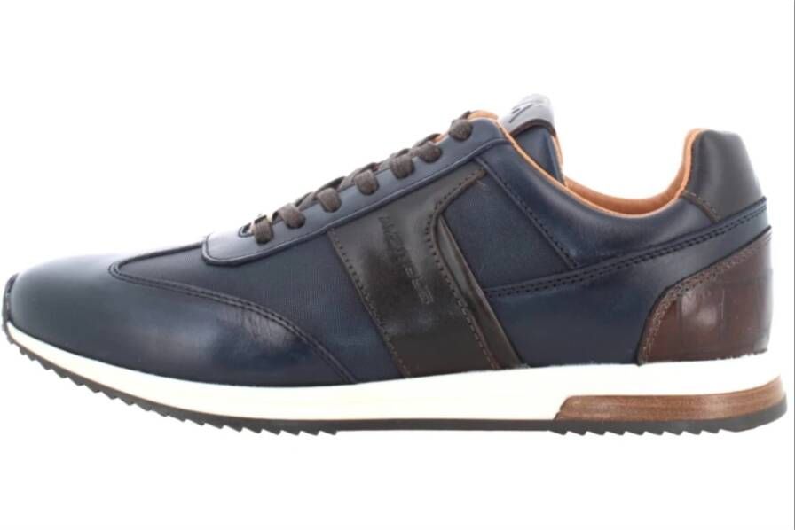 Ambitious Blauwe Leren Hardloopsneakers met Bruine Details Blauw Heren