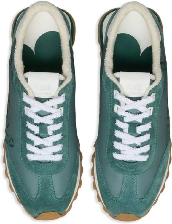 Ami Paris Groene Suède Sneakers Geborduurd Logo Green Heren