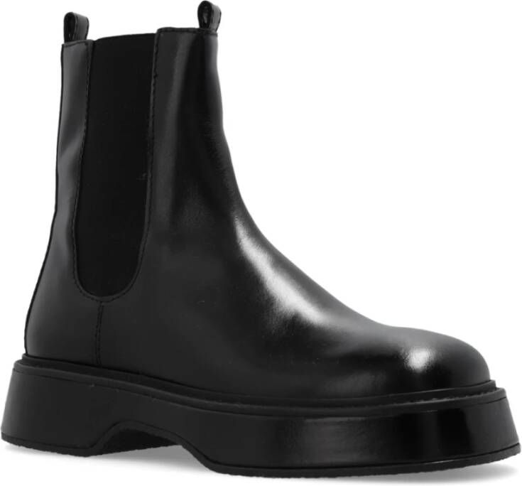 Ami Paris Square Toe Leather Chelsea Boots Black Heren