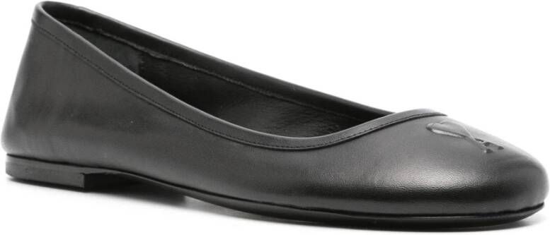 Ami Paris Zwarte Ballerina Schoenen Glad Leer Black Dames