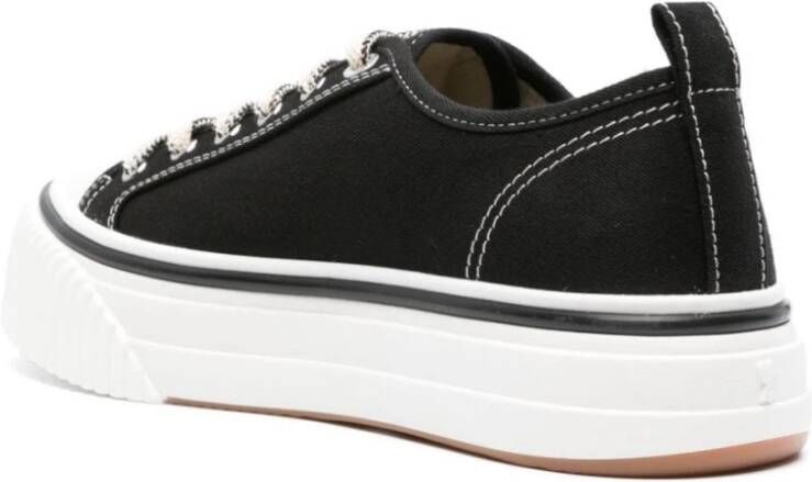 Ami Paris Zwarte Canvas Sneakers Contraststiksels Black Heren