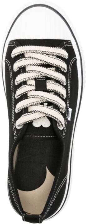 Ami Paris Zwarte Canvas Sneakers Contraststiksels Black Heren