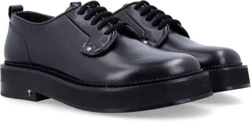 Ami Paris Zwarte Chunky Loafers Gesloten Schoenen Black Heren