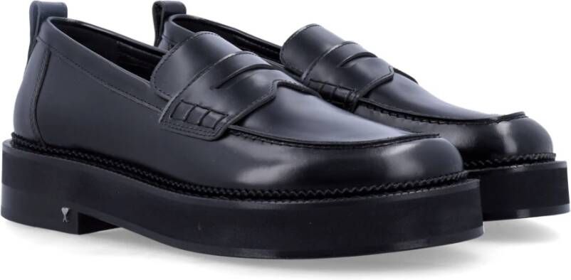 Ami Paris Zwarte Chunky Loafers Gesloten Schoenen Black Heren