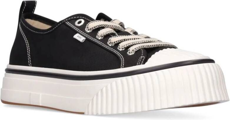 Ami Paris Zwarte Katoenen Sneakers met Versterkte Oogjes Black Heren