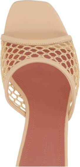 Amina Muaddi Beige Mesh Heeled Mules Sandalen Beige Dames