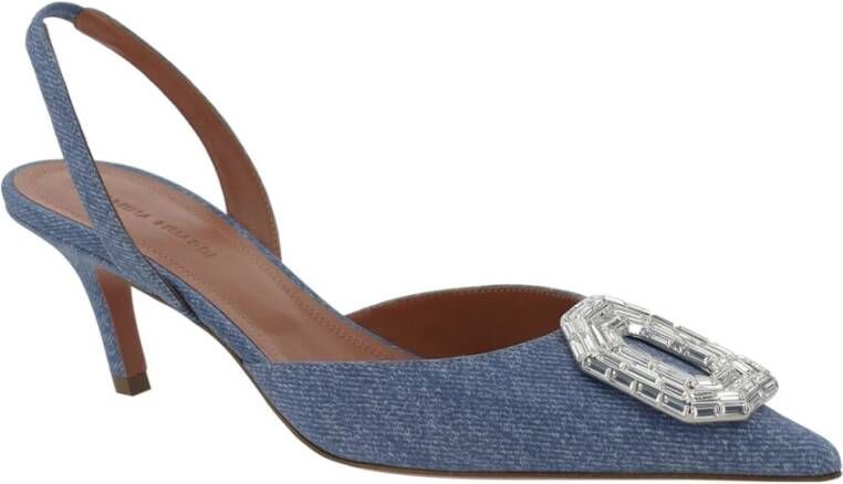 Amina Muaddi Blauwe Nabuk Leren Pumps Ss22 Blue Dames