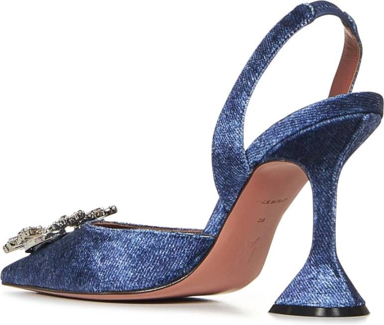 Amina Muaddi Blauwe Slingback Kristal Pumps Blue Dames