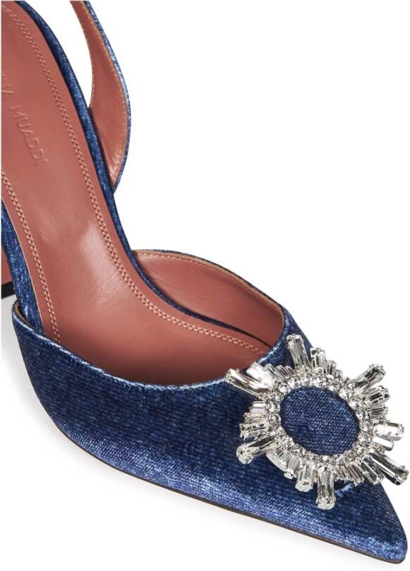 Amina Muaddi Blauwe Slingback Kristal Pumps Blue Dames