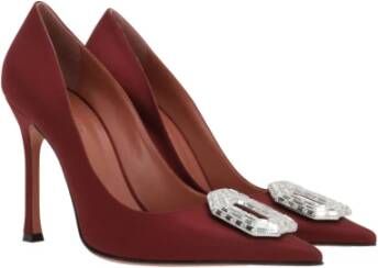 Amina Muaddi Bourgondische Kristal Broche Stiletto Hakken Red Dames