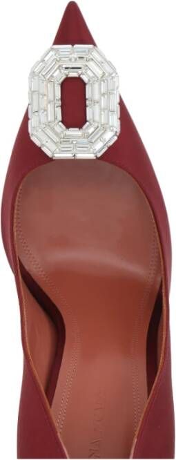 Amina Muaddi Bourgondische Kristal Broche Stiletto Hakken Red Dames