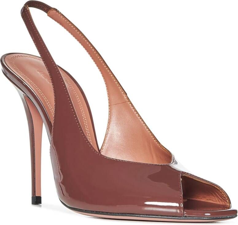 Amina Muaddi Bruine Peep-Toe Slingback Pumps Brown Dames