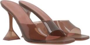 Amina Muaddi Bruine PVC Vierkante Neus Muilezel Sandalen Brown Dames