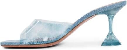 Amina Muaddi Denim Glass Slipper Pyramid Heel Blue Dames