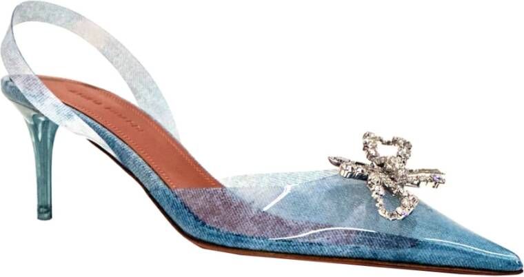 Amina Muaddi Denim Slingback Pumps Blue Dames