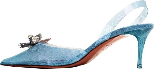 Amina Muaddi Denim Slingback Pumps Blue Dames