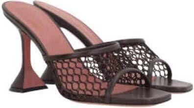 Amina Muaddi Donkerbruine Mesh Mule Sandalen Brown Dames