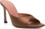 Amina Muaddi Chique Satijnen Stiletto Sandalen met Amandel Teen Brown Dames - Thumbnail 6