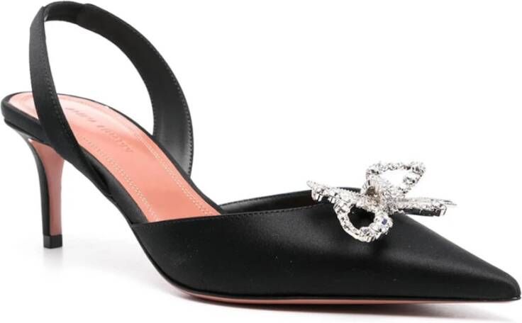 Amina Muaddi Elegante Slingback Pumps in Zwart Satijn Black Dames