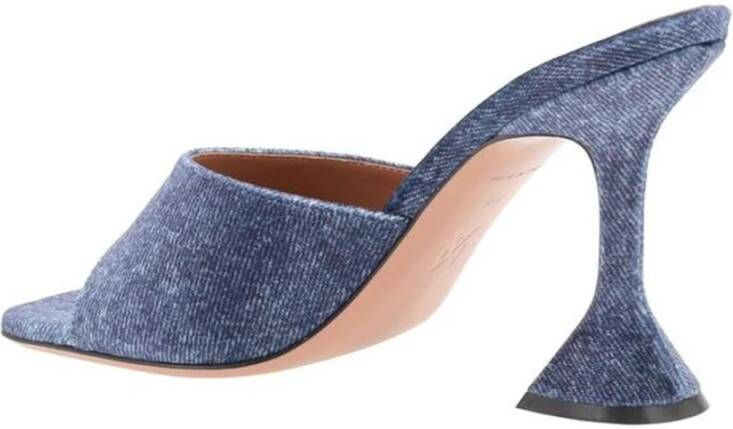 Amina Muaddi Geometrische Denim Leren Sandalen Blue Dames