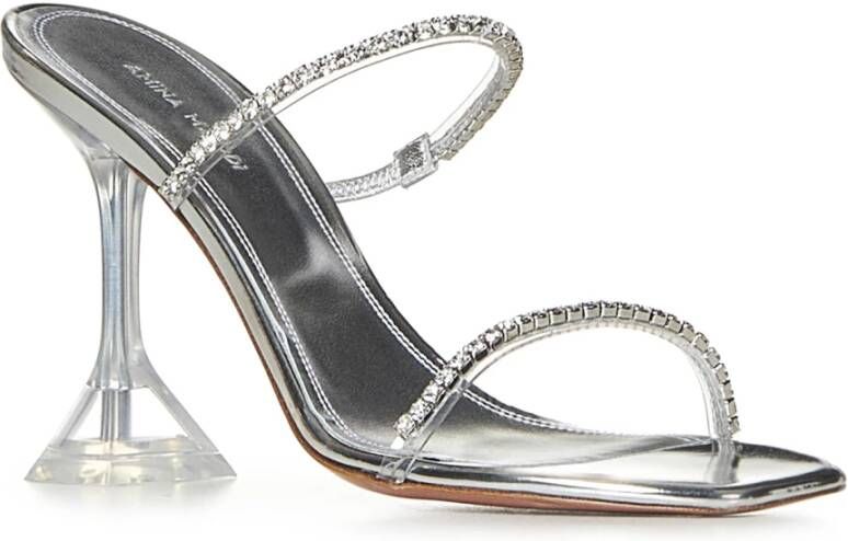 Amina Muaddi Grijze Kristal Sandalen Elegante Stijl Gray Dames