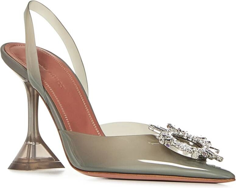 Amina Muaddi Grijze Slingback Kristal Pumps Gray Dames