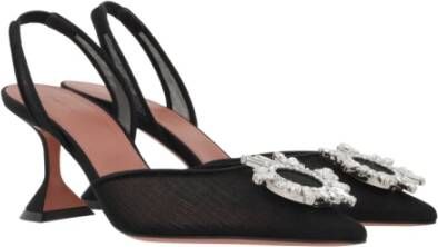 Amina Muaddi Kristal Mesh Slingback Hakken Black Dames