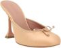 Amina Muaddi Leren Pumps met Geometrische Hak en Strik Beige Dames - Thumbnail 2