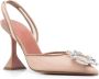 Amina Muaddi Mesh Slingback Hakken Beige Dames - Thumbnail 4