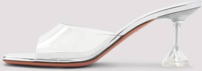 Amina Muaddi Metallic Pantoffels met 7cm Hak White Dames