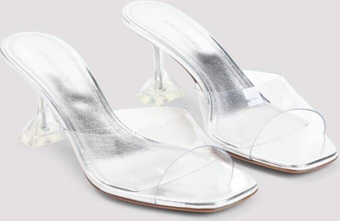 Amina Muaddi Metallic Pantoffels met 7cm Hak White Dames