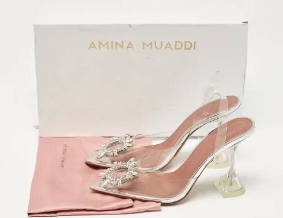 Amina Muaddi Pre-owned Fabric heels Beige Dames