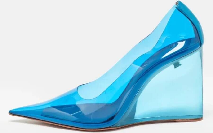 Amina Muaddi Pre-owned Fabric heels Blue Dames