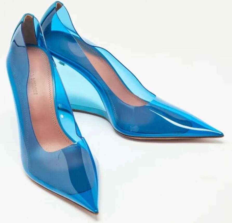 Amina Muaddi Pre-owned Fabric heels Blue Dames