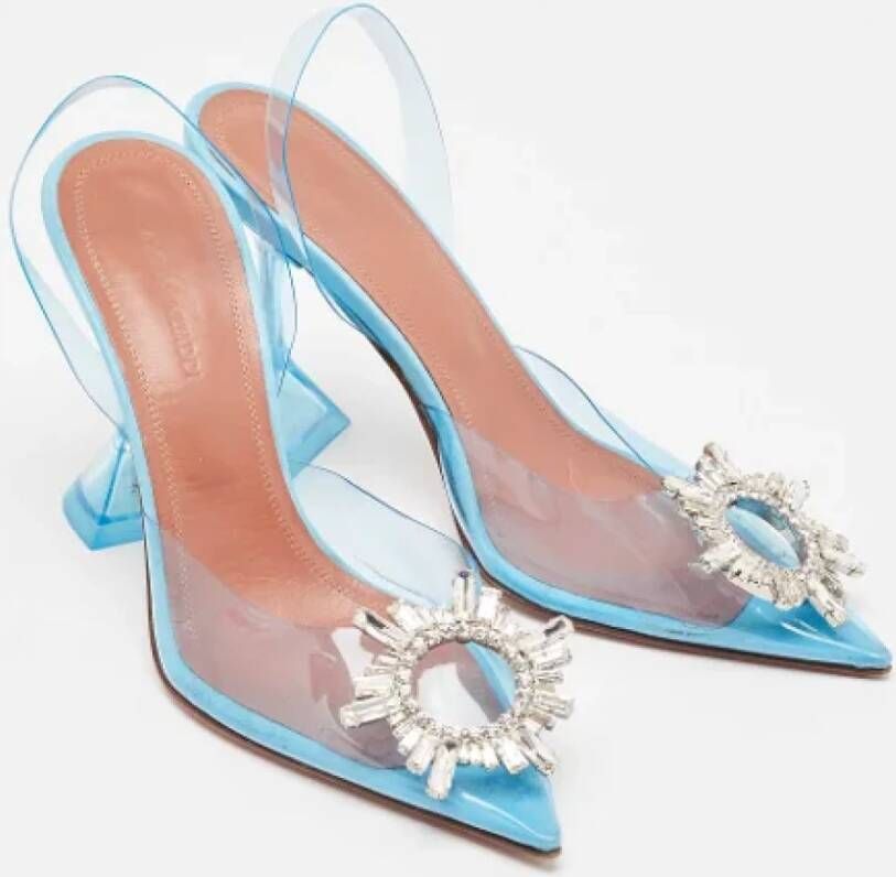 Amina Muaddi Pre-owned Fabric heels Blue Dames