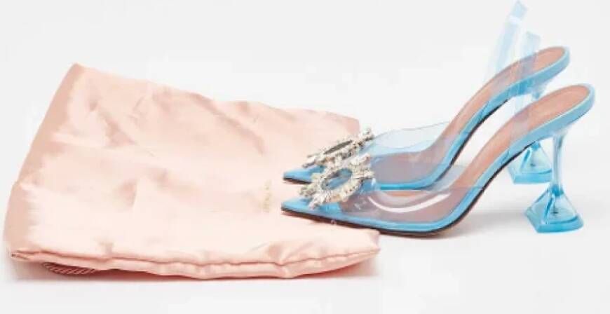 Amina Muaddi Pre-owned Fabric heels Blue Dames