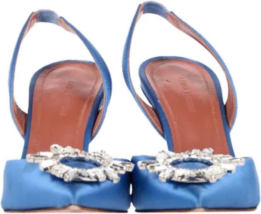 Amina Muaddi Pre-owned Fabric heels Blue Dames