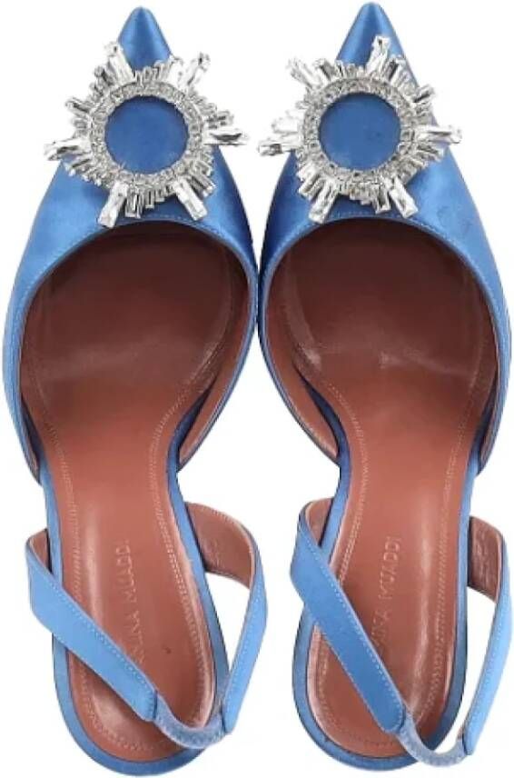 Amina Muaddi Pre-owned Fabric heels Blue Dames