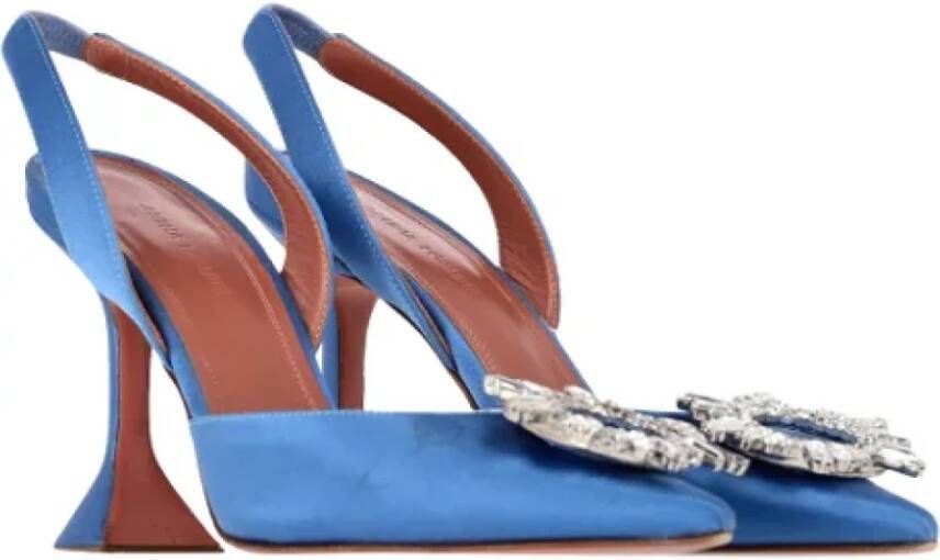 Amina Muaddi Pre-owned Fabric heels Blue Dames