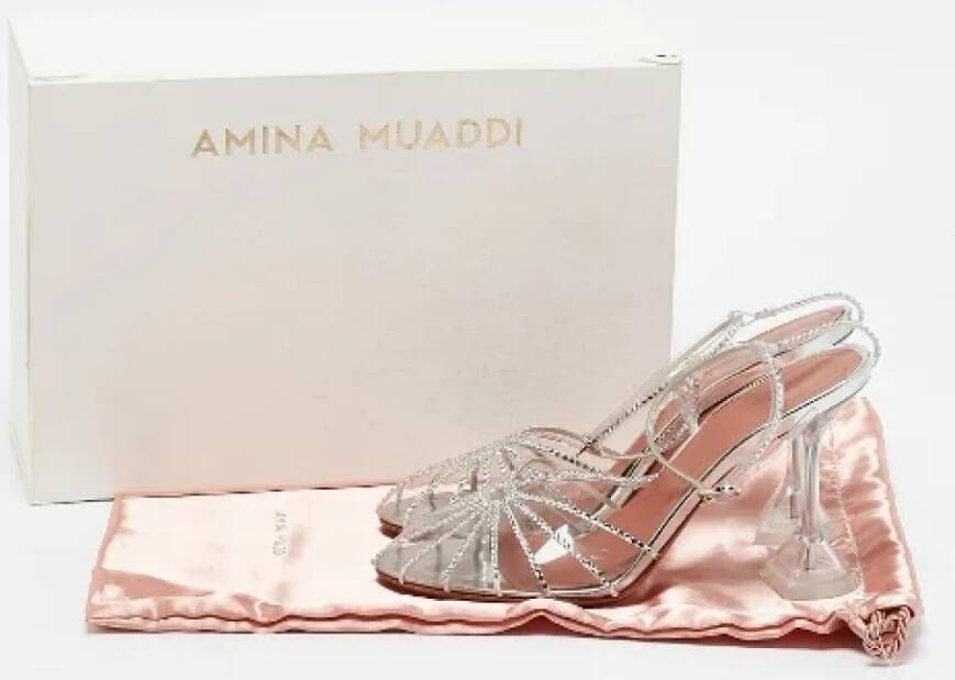 Amina Muaddi Pre-owned Fabric heels Gray Dames