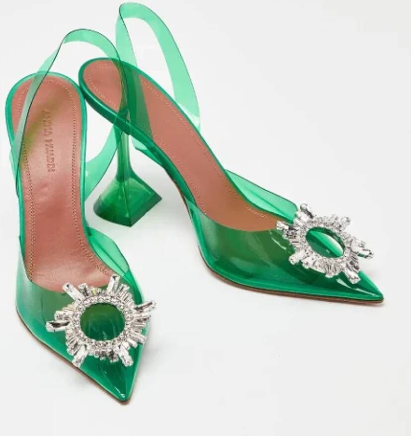 Amina Muaddi Pre-owned Fabric heels Green Dames