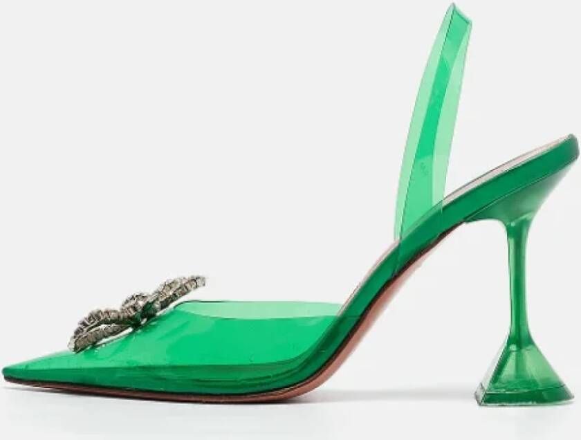 Amina Muaddi Pre-owned Fabric heels Green Dames