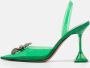 Amina Muaddi Pre-owned Fabric heels Green Dames - Thumbnail 2