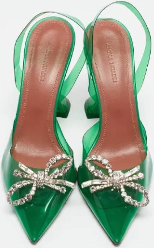 Amina Muaddi Pre-owned Fabric heels Green Dames