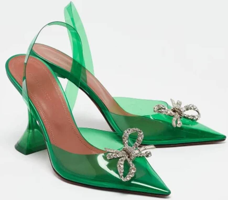 Amina Muaddi Pre-owned Fabric heels Green Dames