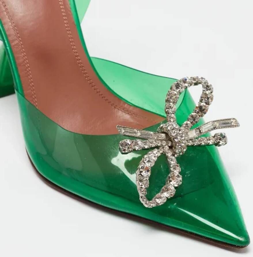 Amina Muaddi Pre-owned Fabric heels Green Dames